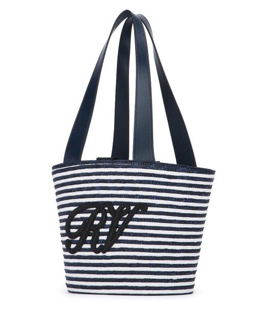 Roger Vivier Blue Rv Straw Panier Small