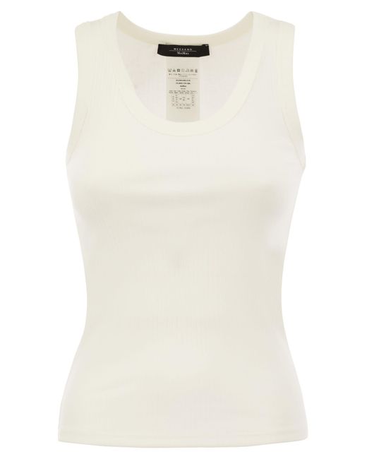 Weekend by Maxmara White Multic Ribbed Cotton Yarn Top