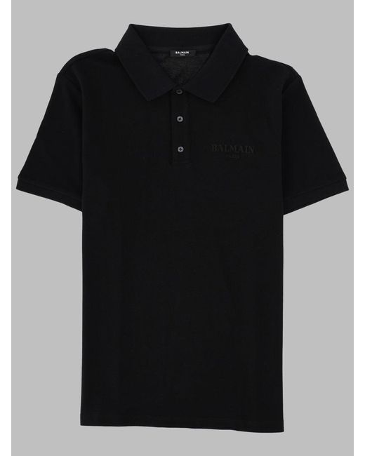 Balmain Black Polo Con Logo
