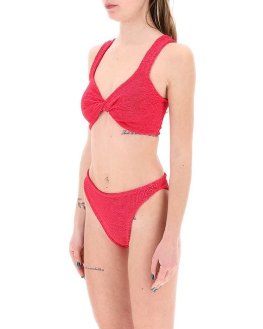 Juno Metallic Effect Bikini Set Hunza G de color Red