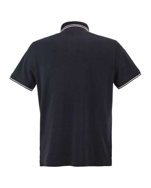 Stone Island Black Slim Fit Short Sleeve Polo Shirt With Compass Patch for men