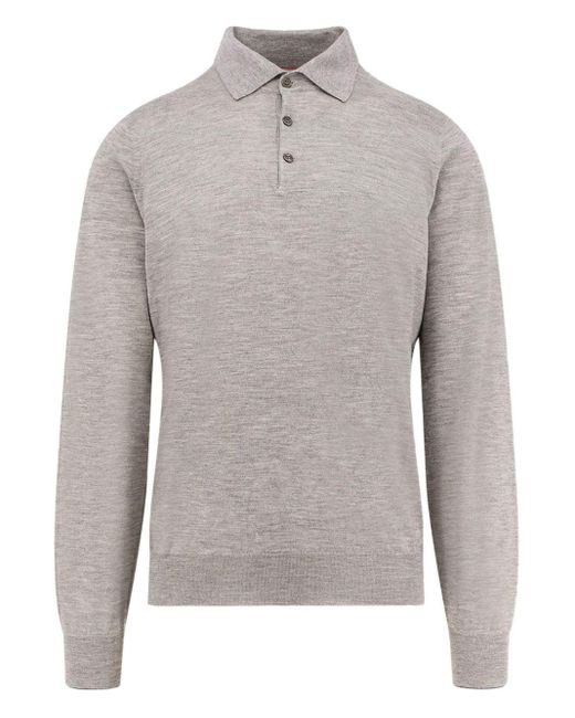 Brunello Cucinelli Poloshirt Met Lange Mouwen in het Gray voor heren