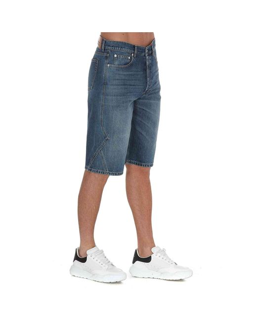 Alexander McQueen Blue Denim Shorts for men