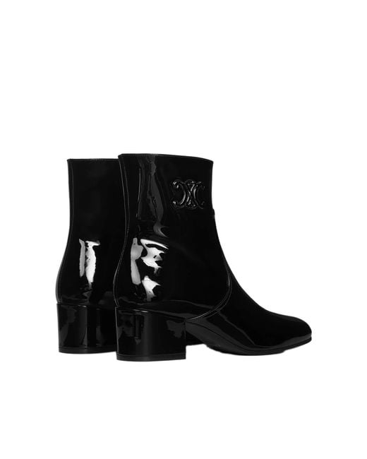 Céline Black Triomphe Zipped Leather Boots