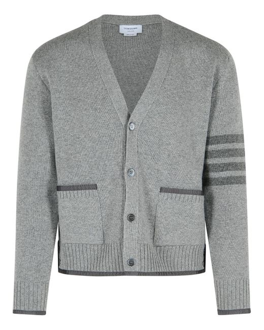 Thom Browne 'milano 4 Bar' Gray Virgin Wool Cardigan voor heren