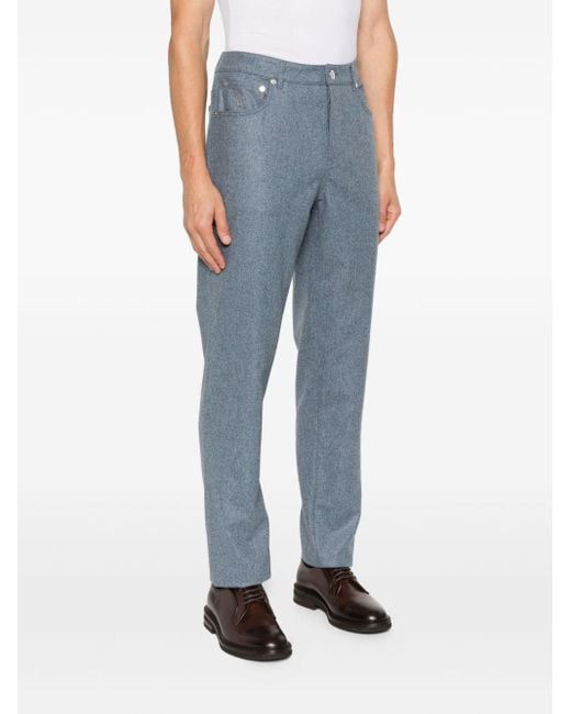 Brunello Cucinelli Blue Wool Trousers for men