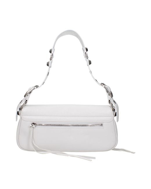 Balenciaga White Le Cagole Shoulder Bag/Optic Leather