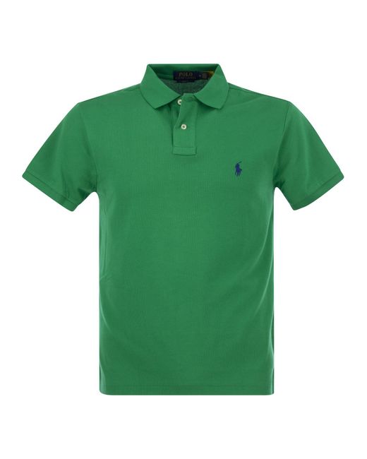 Polo Ralph Lauren Slim Fit Pique Polo Shirt in het Green voor heren