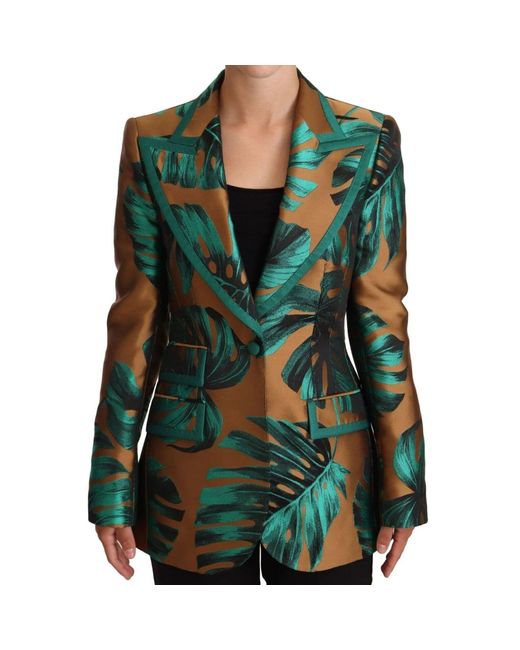 Dolce & Gabbana Lamè Philodendron Jacquard Jacket in het Green