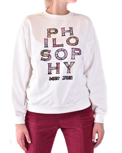 Philosophy Di Lorenzo Serafini White Relaxed-Fit Cotton Sweatshirt With Floral Pattern