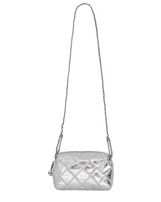 Tory Burch White Quilted Leather Crossbody Bag