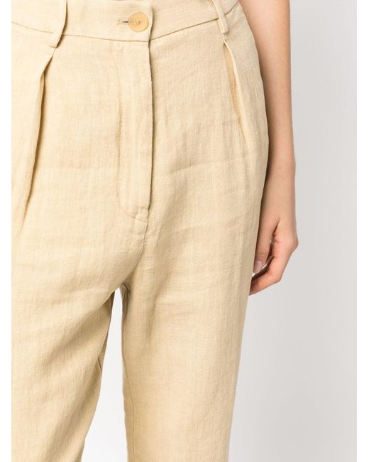 Forte Forte Natural Leinenhose Mit Hohem Bund