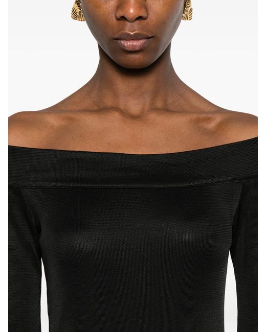 ANDAMANE Black Talia Off Shoulder Midi Dress