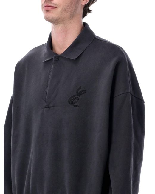 Essentials x Fear Of God Blue Embroidered Classic Polo Sweatshirt