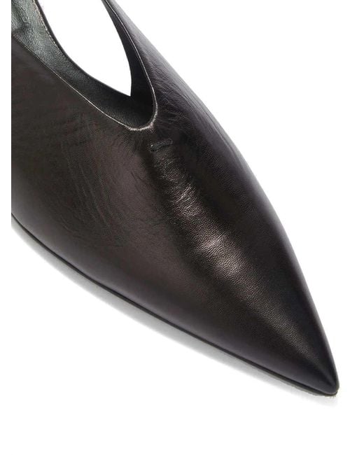 Jil Sander Black Leather Pump With Ankle Strap