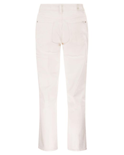 7 For All Mankind White Title: Bootcut Stretch Denim Jeans With Metallic Fibre