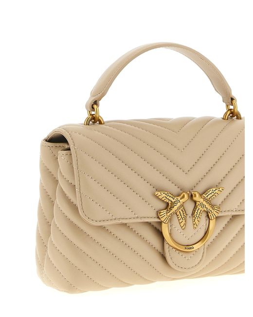 Pinko Metallic Love Lady Puff Mini Hand Bags Beige