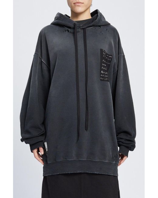 Ann Demeulemeester Gray Annemarie High Comfort Hoody With Printed Patches
