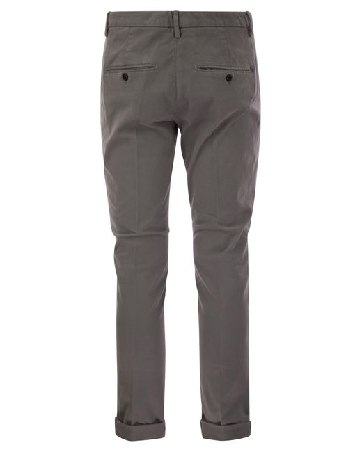 Dondup Gray Gaubert Slim Fit Gabardine Trousers for men