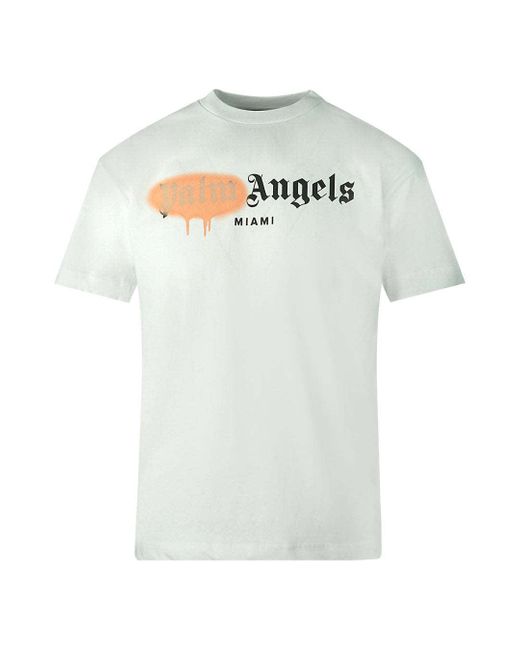 Palm Angels Cotton Miami Spray Paint Logo White T-shirt for Men - Save ...