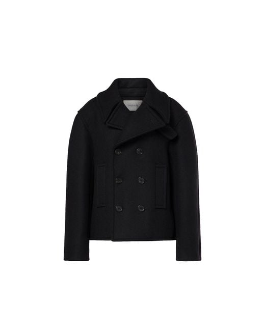 Saint Laurent Black Oversized Virgin Wool Peacoat