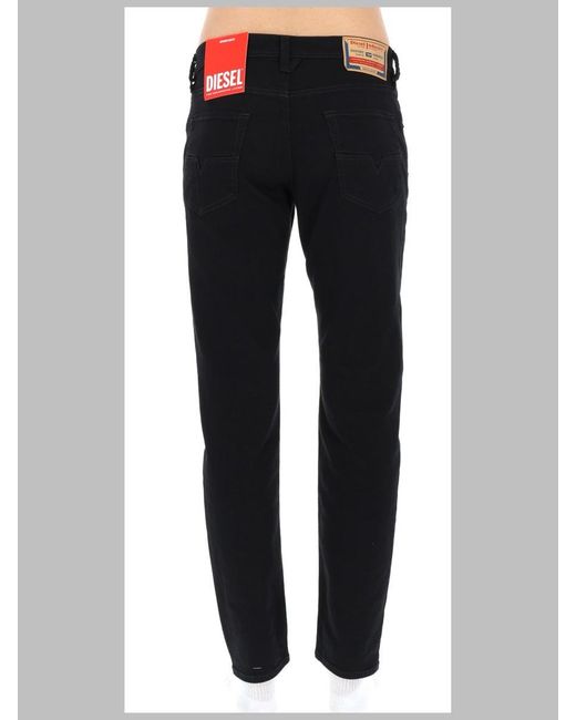 DIESEL Black Straight Mid Rise Jeans for men
