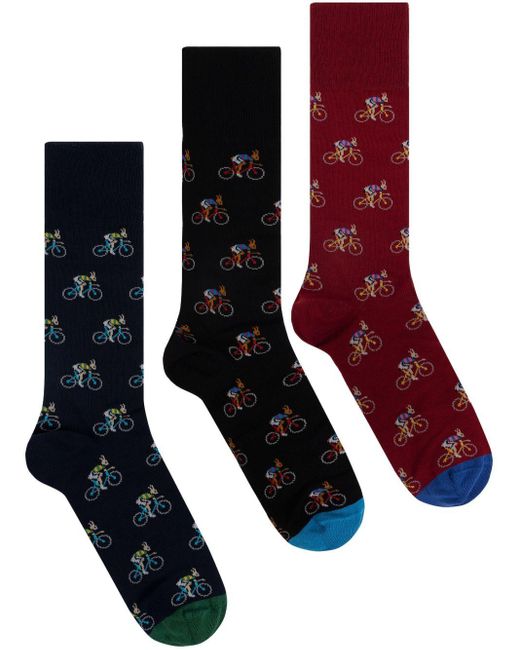 Paul Smith Blue Knitted Socks (Pack Of Three) for men