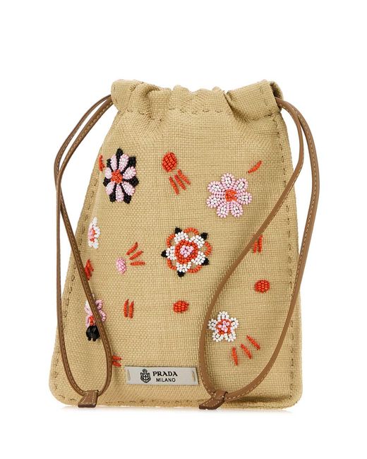Prada Brown Canvas Phone Holder