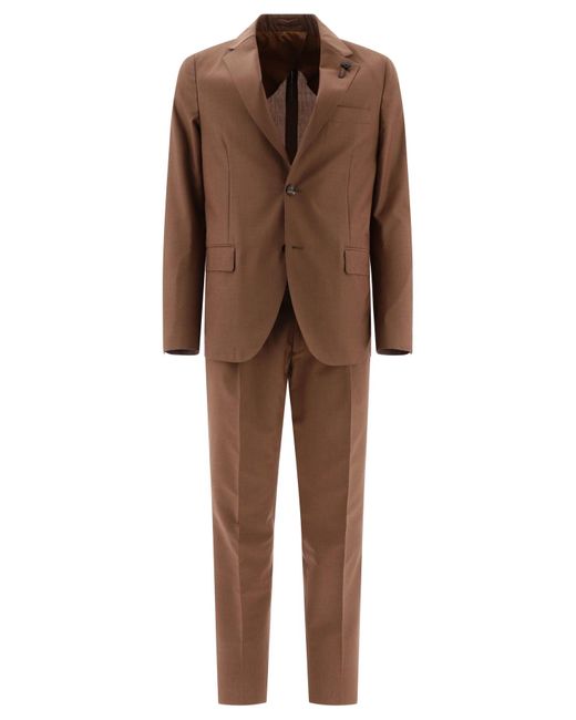 Lardini Brown Wool Blend Single Breasted Suit for men