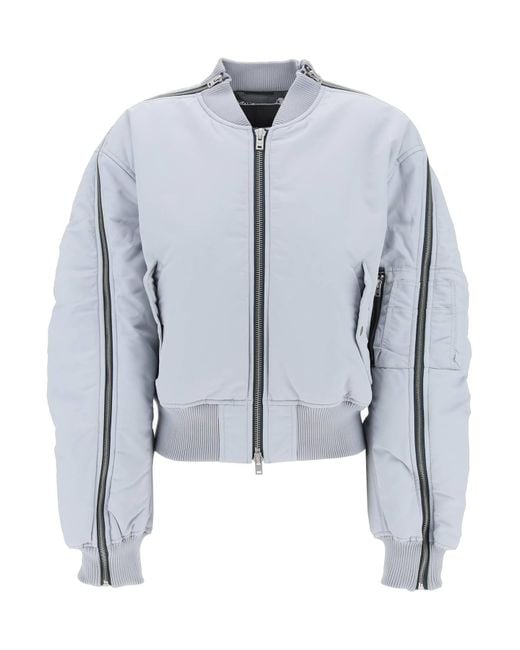 Acne Blue Bomber Jacket With Zipper