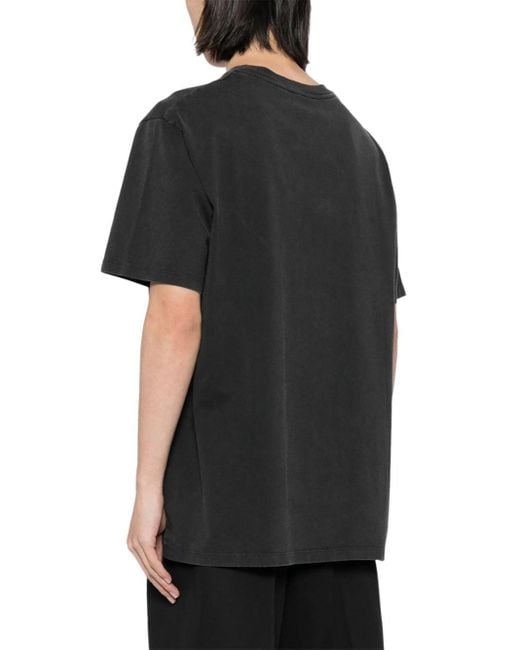 Balmain Black T -Shirt mit Vintage Stickerei