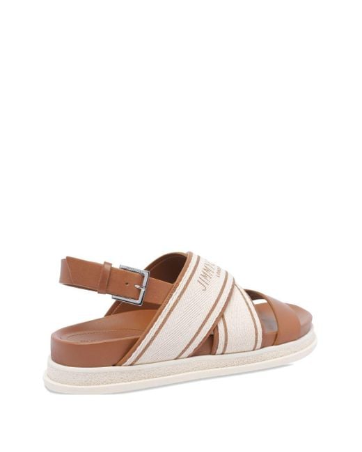 Jimmy Choo Brown Joa Flat Canvas Flat Sandals