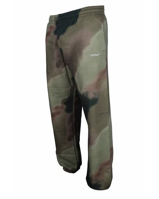 Off-White c/o Virgil Abloh Green Signature Logo Cotton Camouflage Joggers