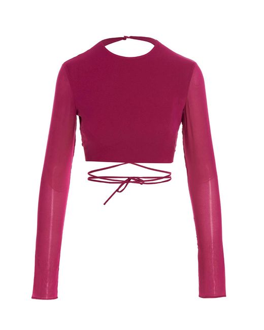 La parte superior de Georgette recortada de Andamane ANDAMANE de color Red