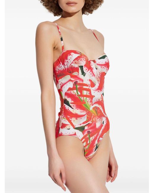 Tory Burch Red Badeanzug Mit Blumenmuster