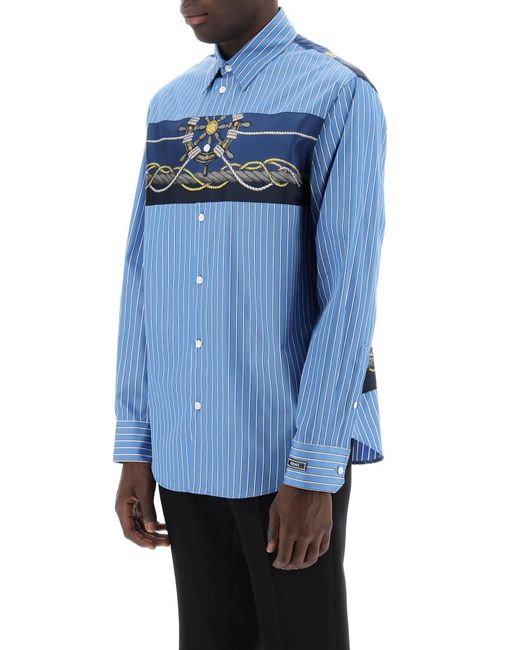 Camisa a rayas con inserción Versace de color Blue