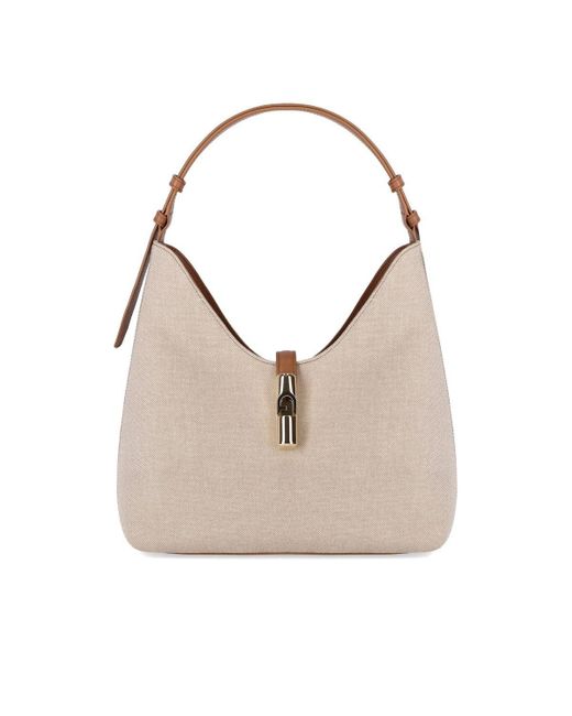 Furla Goccia M Hobo Natural Brandy Shoulder Bag