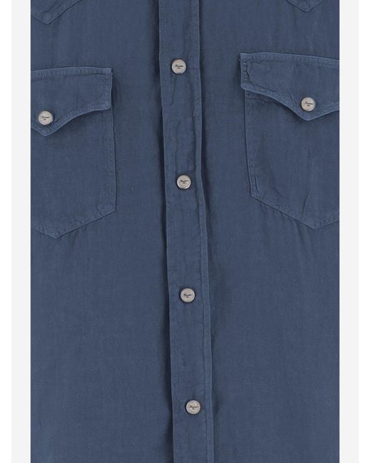 Finamore 1925 Blue Linen Shirt for men