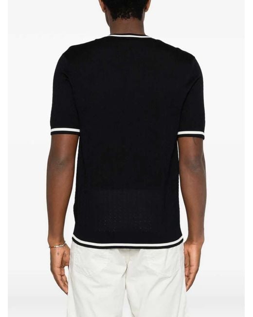 Montecore Black Fine Knit T Shirt With Contrasting Trim