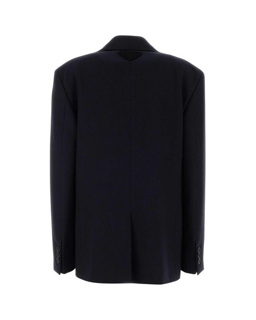 Prada Black Midnight Blue Wool Blazer