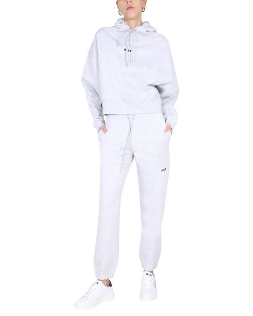MSGM White Cotton Logo Activewear