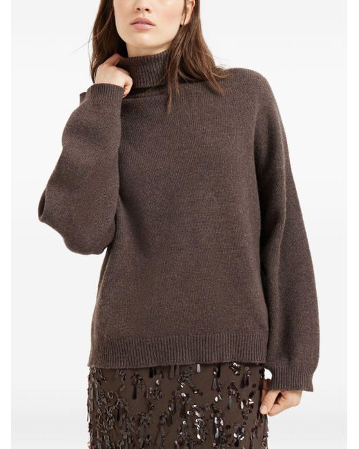 Jersey de cachemira con cuello alto Brunello Cucinelli de color Brown