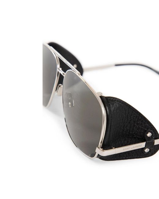 Saint Laurent Gray Aviator leon sonnenbrille mit grauen gläsern