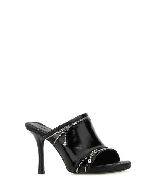 Burberry Black Leather Peep Mules for men