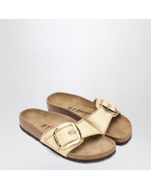 Birkenstock Natural Madrid Big Buckle Raffia Slipper