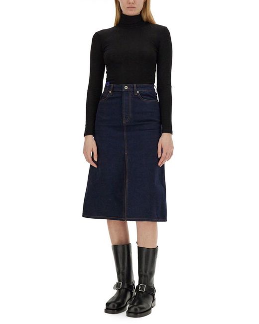 Burberry Blue Elegant Denim Skirt Size 8 Uk