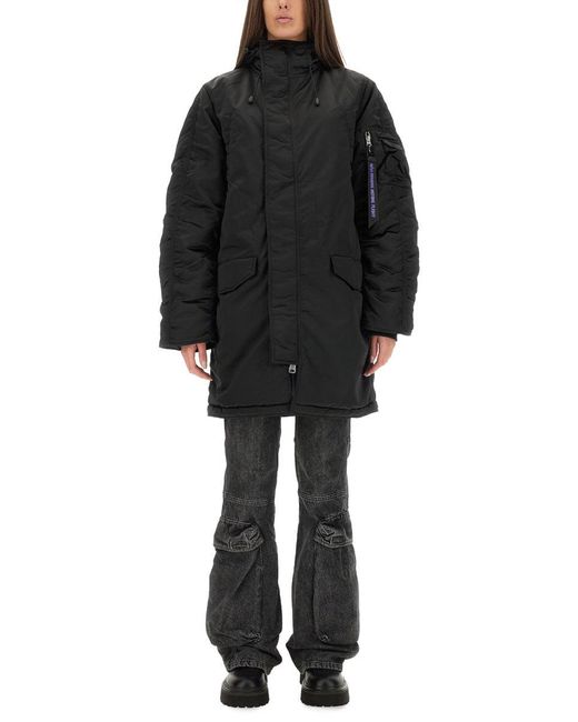 Alpha Industries Black Long Bomber Jacket "N-3B"