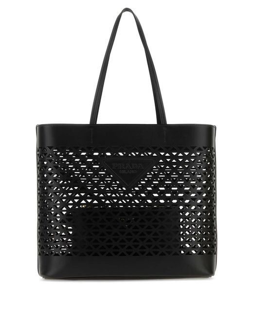 Prada Black Leather Shopping Bag