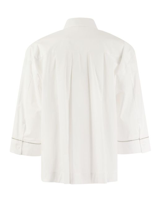 Camicia poplin di cotone semplice di di Peserico in White