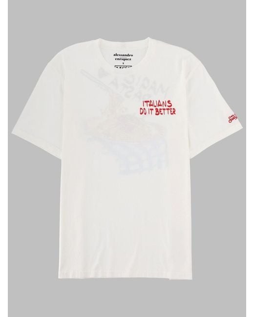 Mc2 Saint Barth White T Shirt Con Stampa